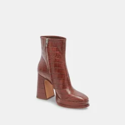 Lochly Boots Walnut Embossed Leather