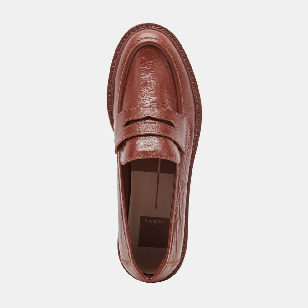 Malila Loafers Brown Crinkle Patent