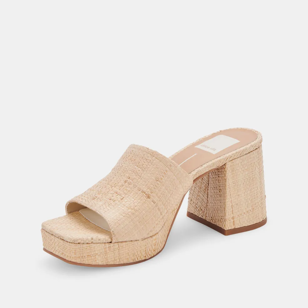 Marsha Heels Lt Natural Raffia