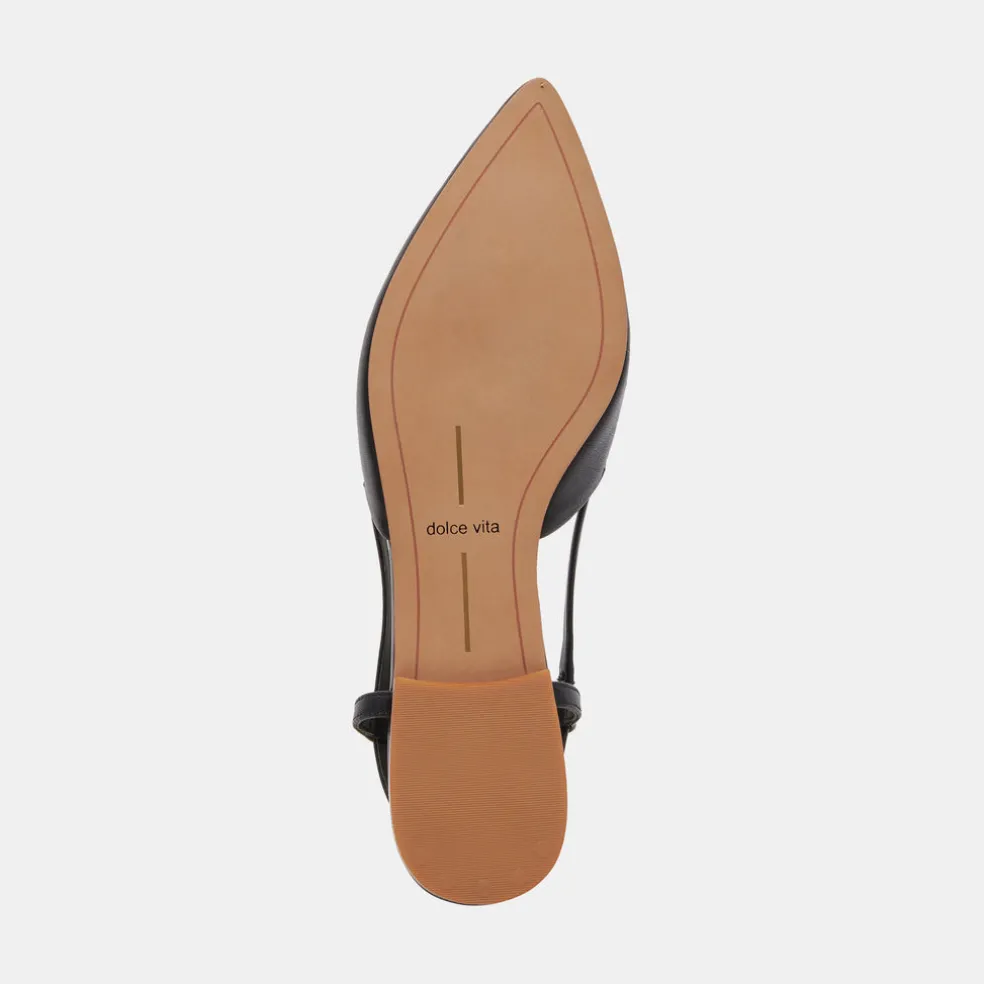 Narah Flats Black Leather