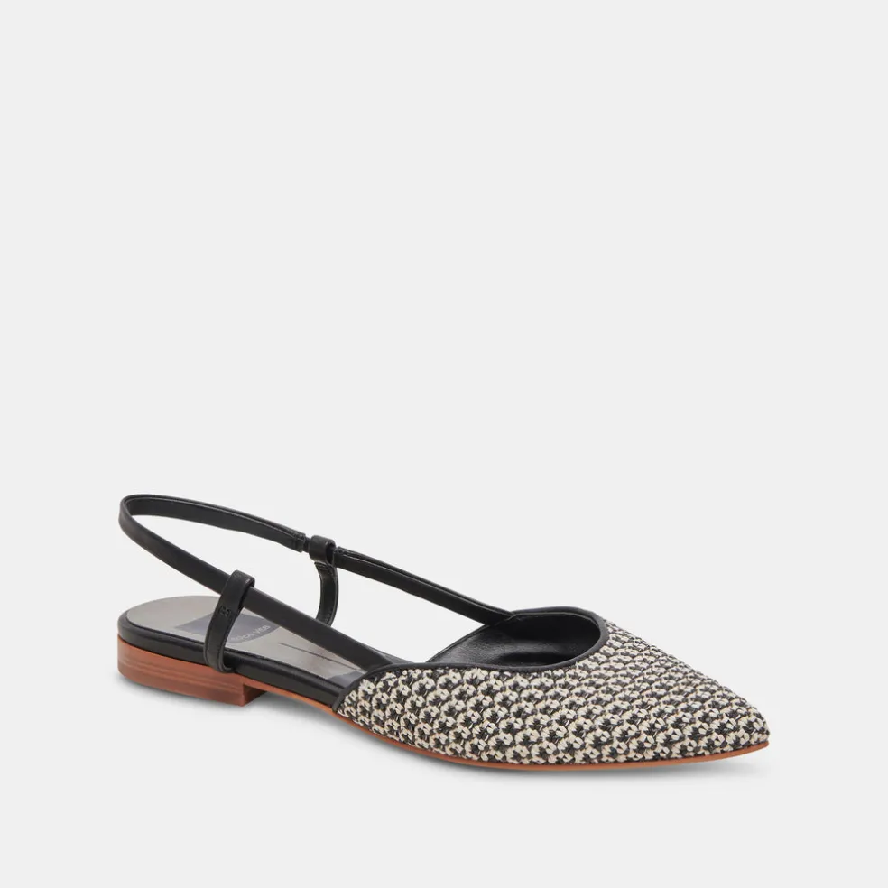 Narah Flats Black Natural Raffia