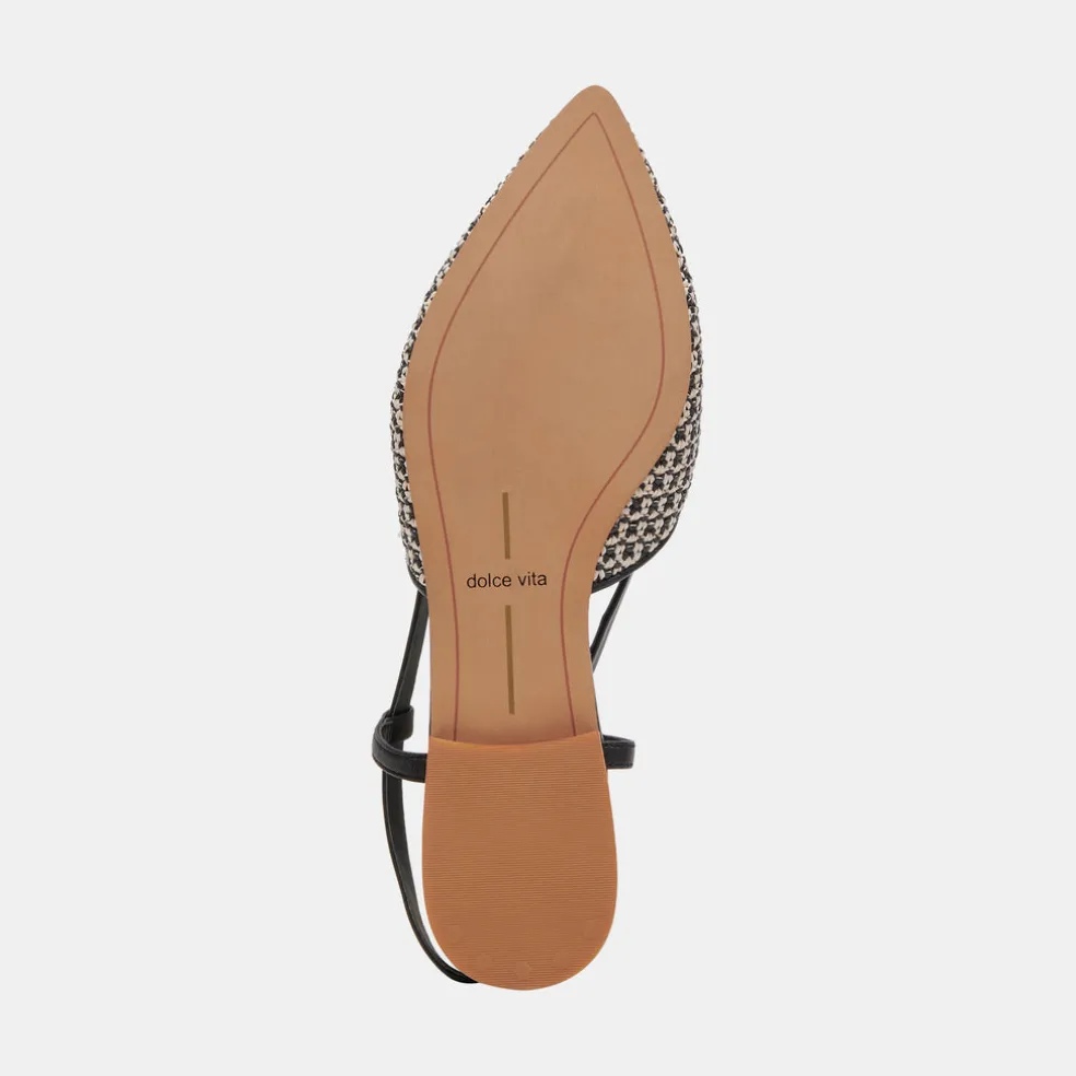 Narah Flats Black Natural Raffia