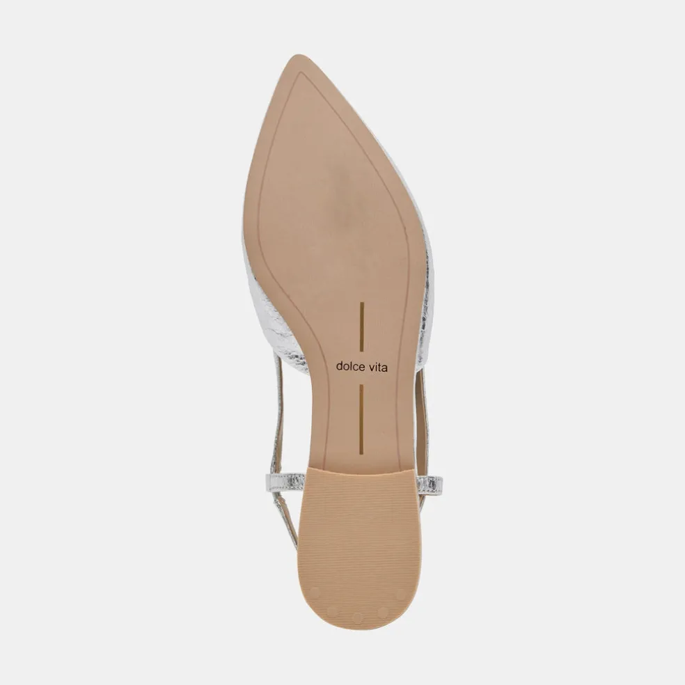 Narah Flats Silver Metallic Leather