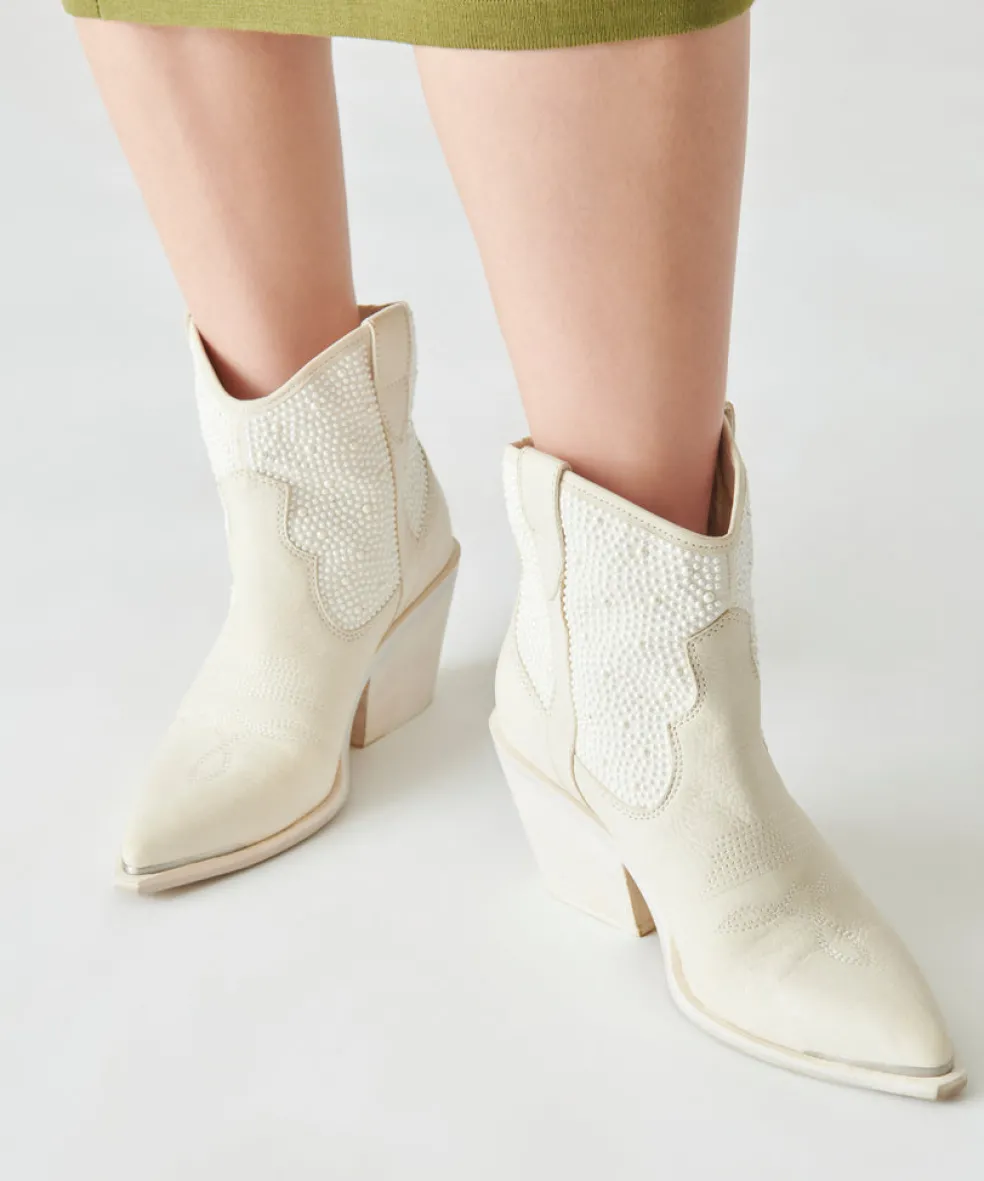 Nashe Booties Off White Pearls