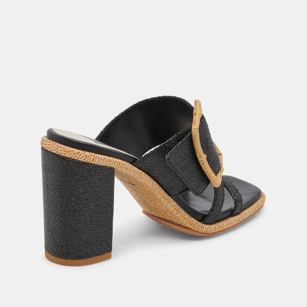 Onnie Heels Onyx Raffia