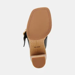Onnie Wide Heels Black Leather