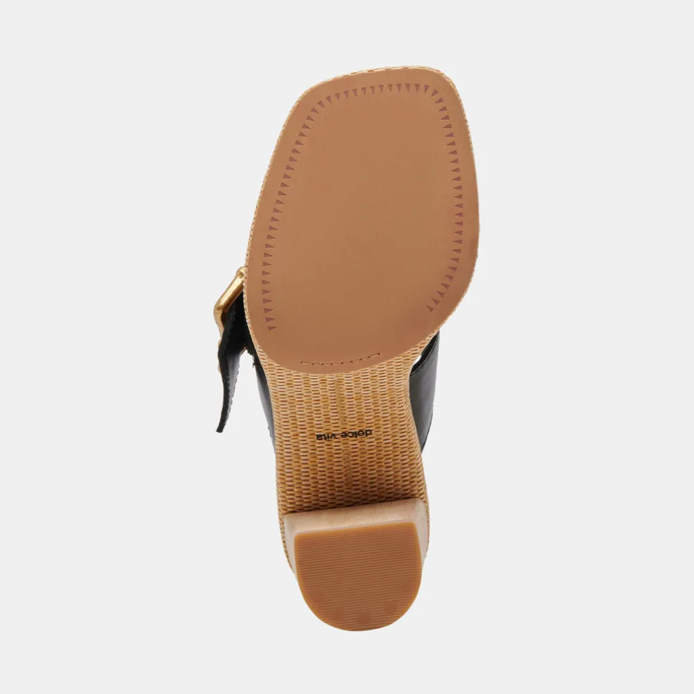 Onnie Wide Heels Black Leather
