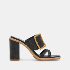 Onnie Wide Heels Onyx Raffia