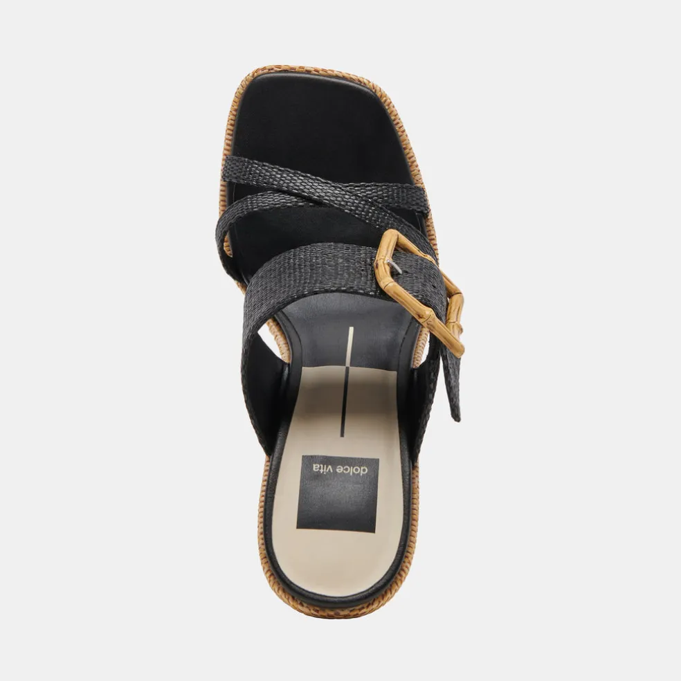Onnie Wide Heels Onyx Raffia