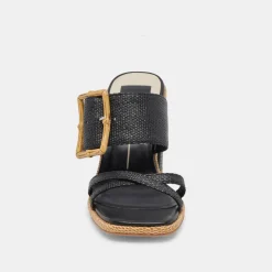 Onnie Wide Heels Onyx Raffia