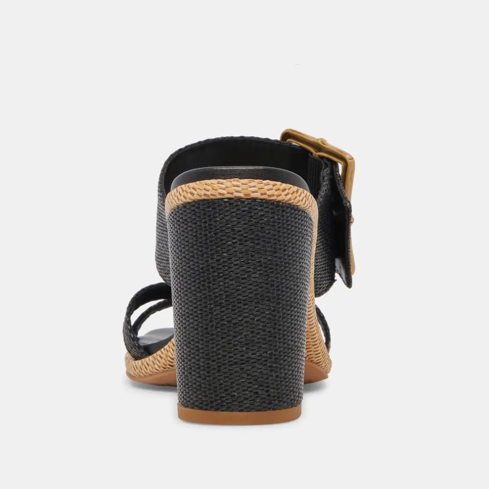 Onnie Wide Heels Onyx Raffia