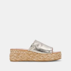Pablos Wide Sandals Gold Metallic Leather