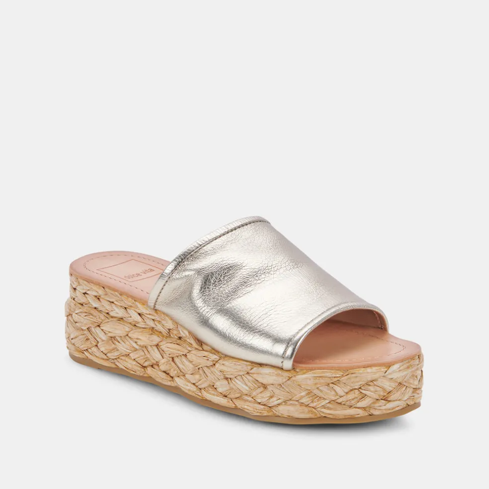 Pablos Wide Sandals Gold Metallic Leather