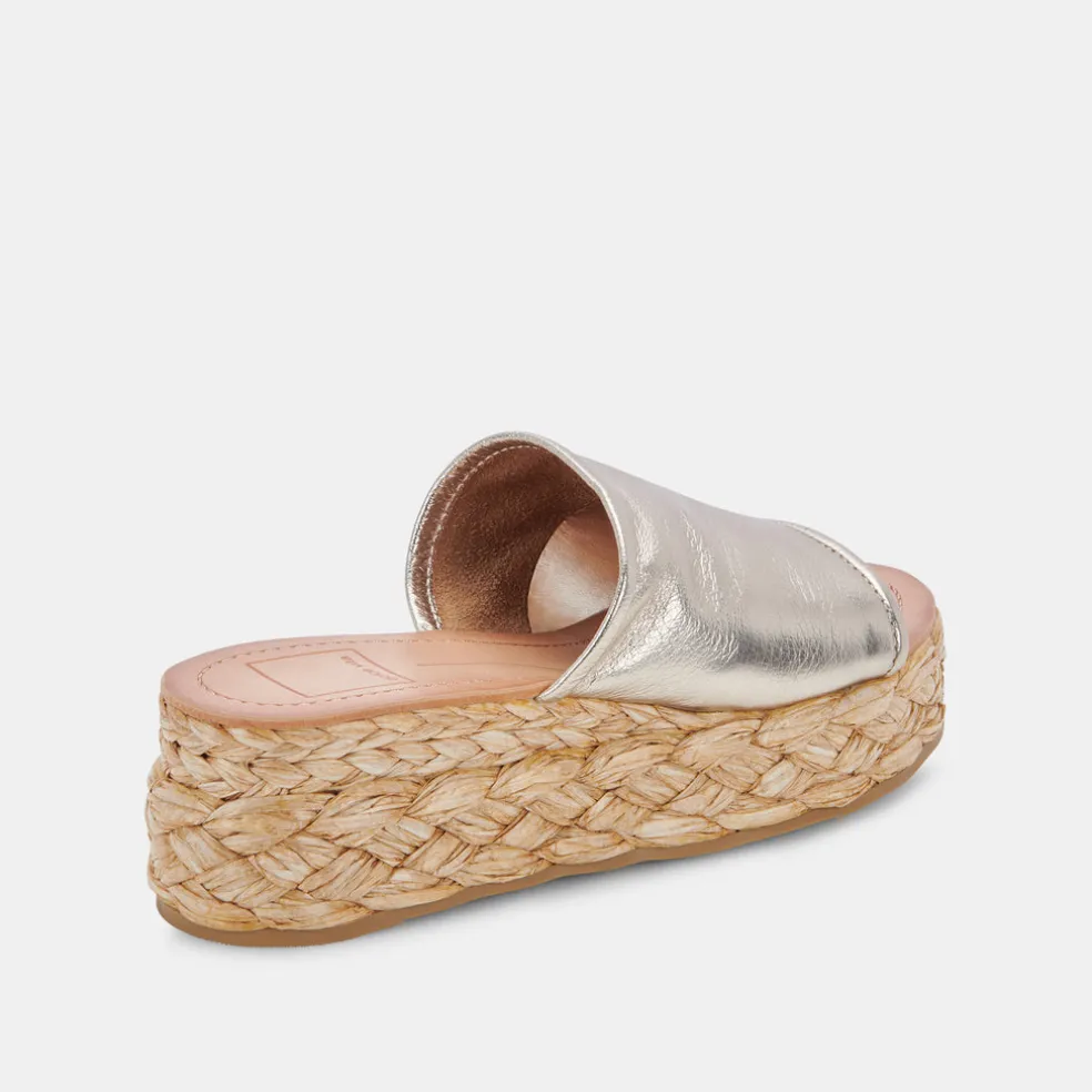 Pablos Wide Sandals Gold Metallic Leather