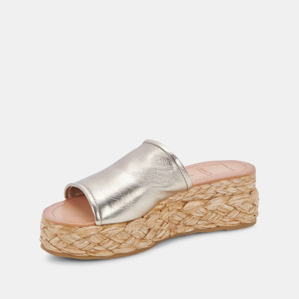 Pablos Wide Sandals Gold Metallic Leather