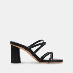 Patsi Wide Heels Black Leather