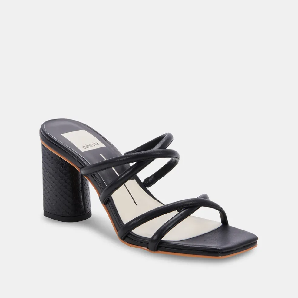 Patsi Wide Heels Black Leather