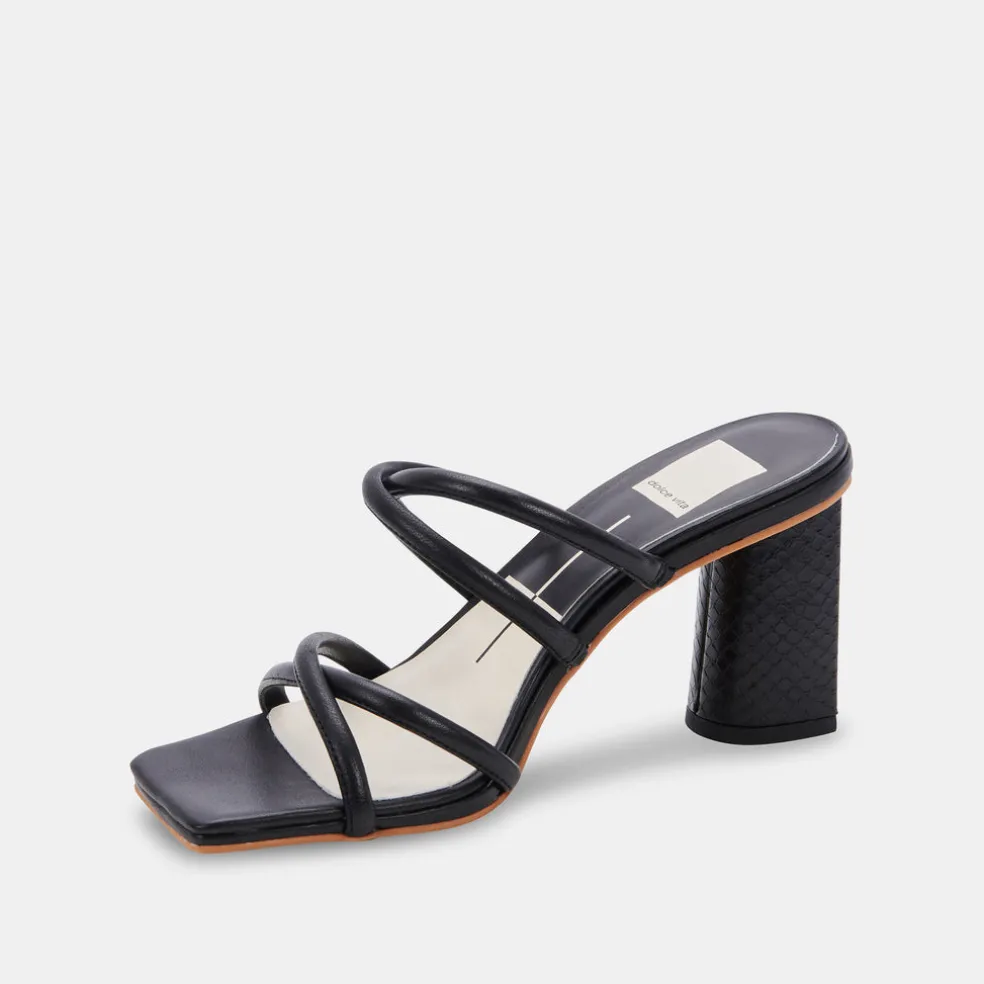Patsi Wide Heels Black Leather