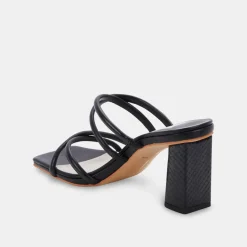 Patsi Wide Heels Black Leather