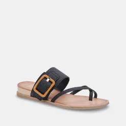 Perris Sandals Black Embossed Leather