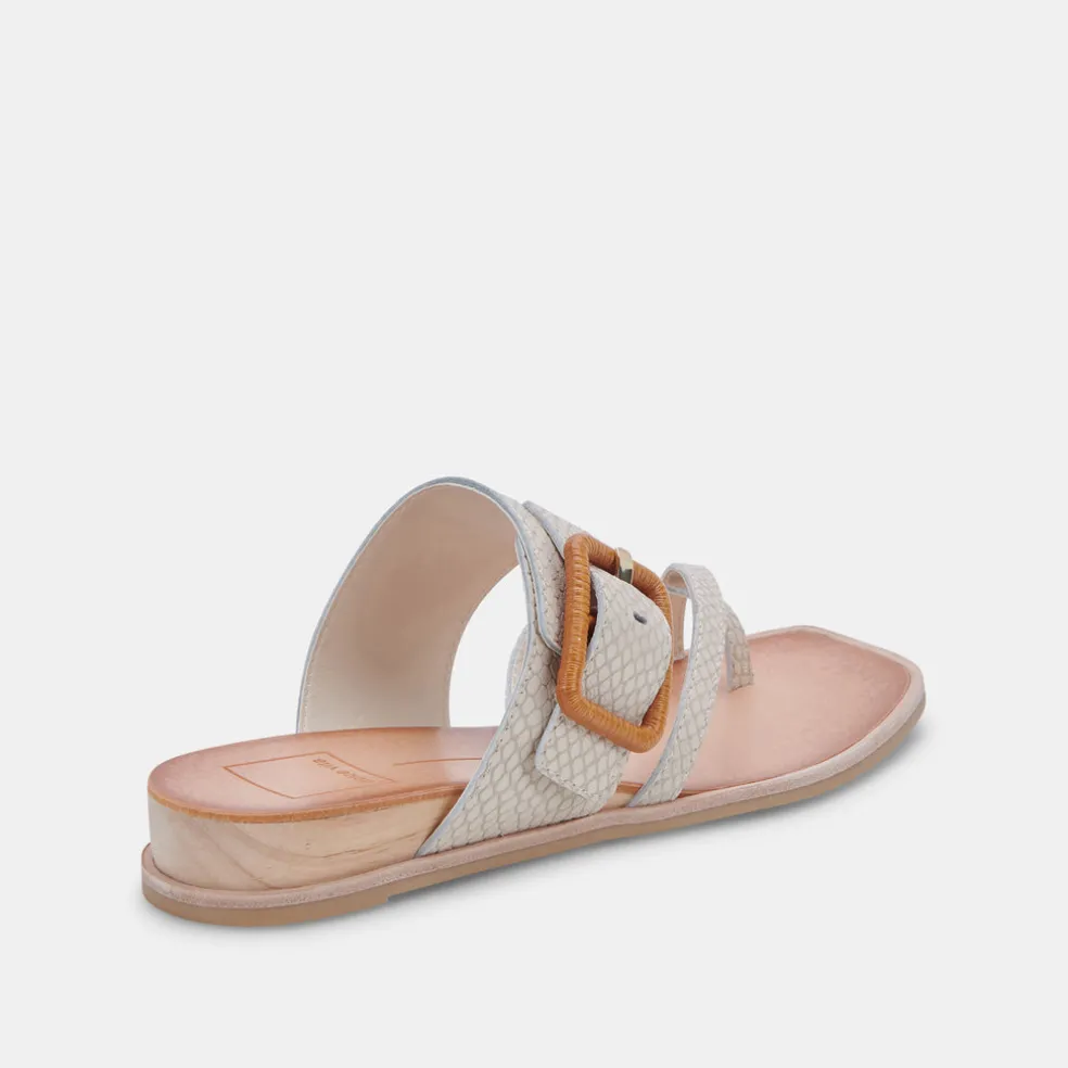 Perris Sandals Ivory Embossed Leather