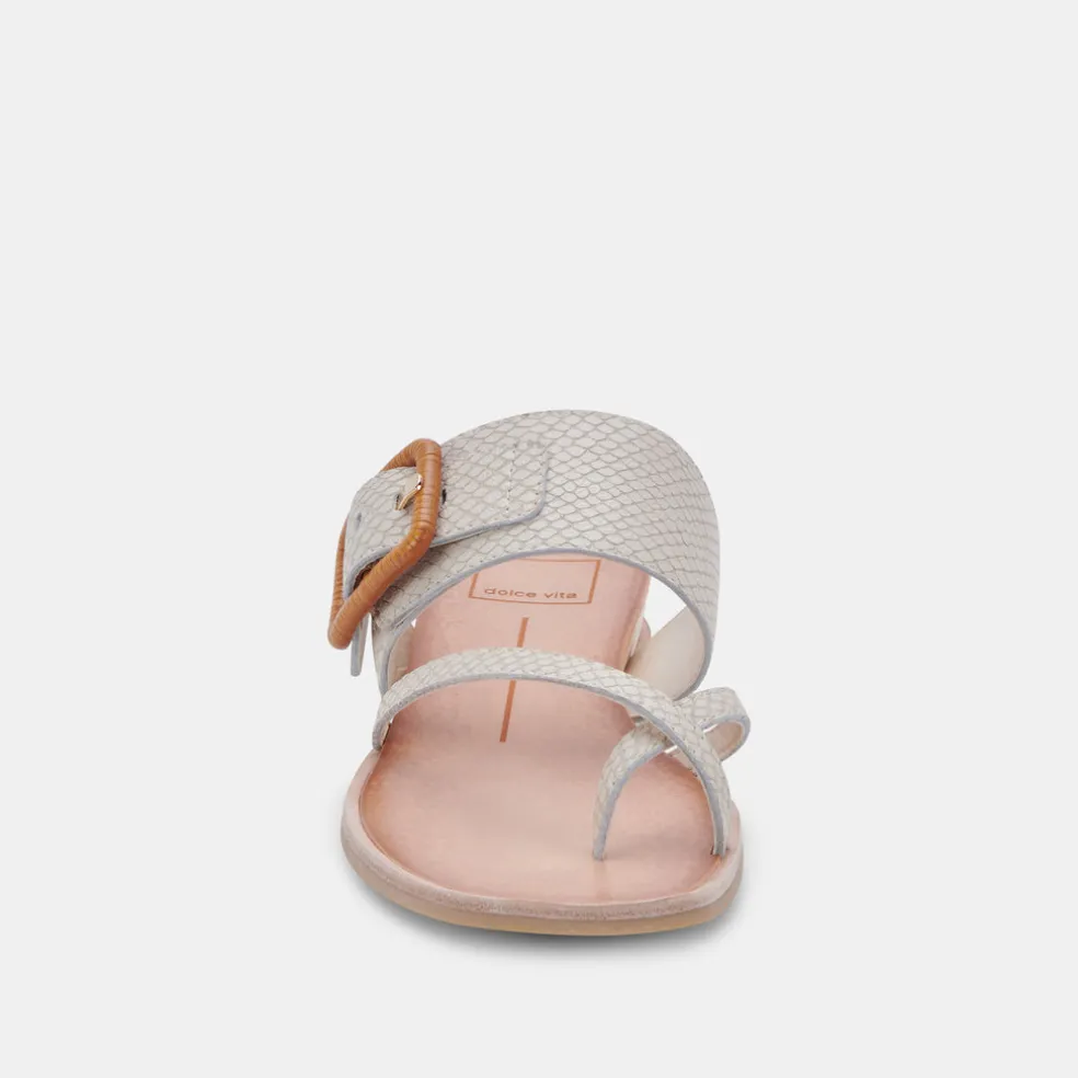 Perris Sandals Ivory Embossed Leather