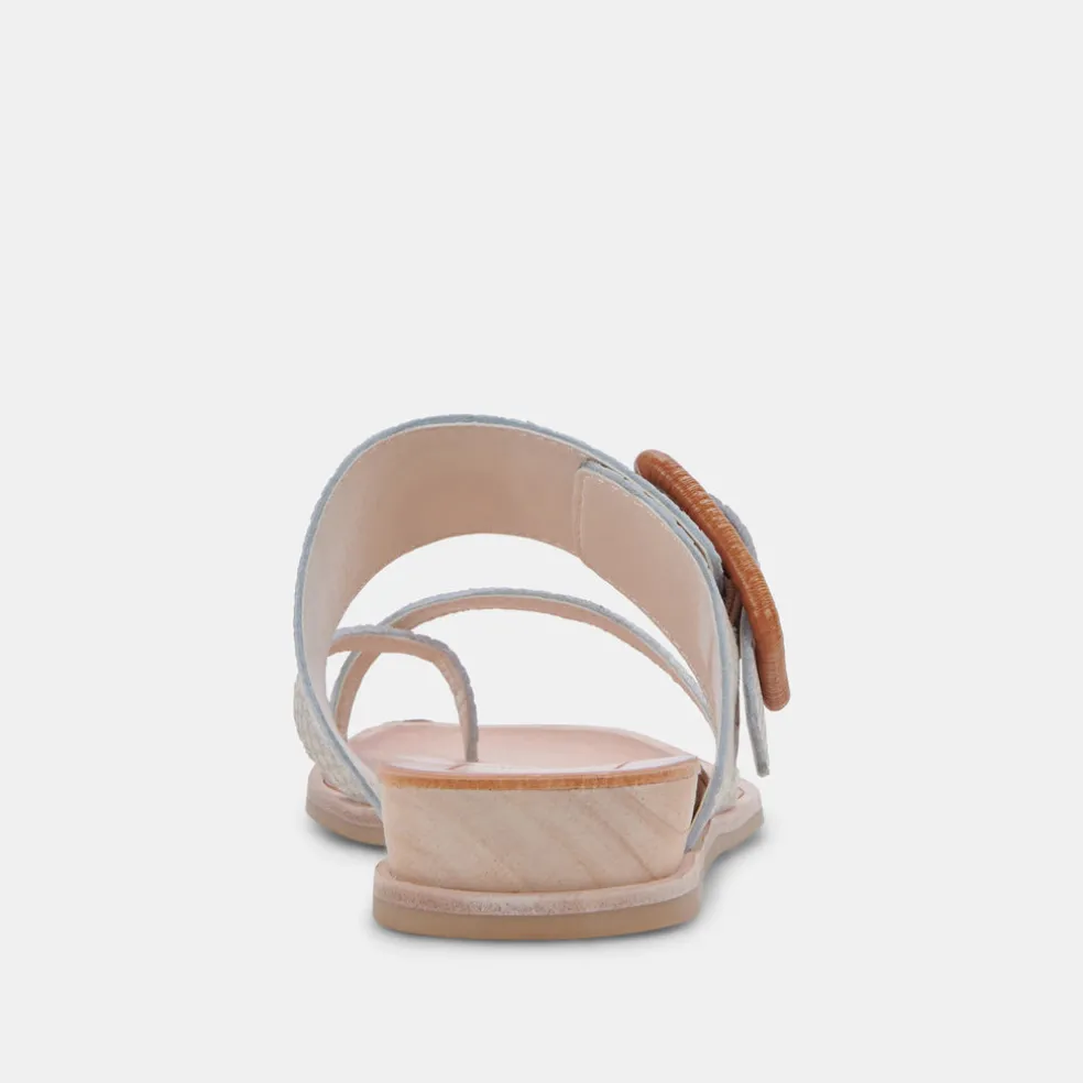 Perris Sandals Ivory Embossed Leather