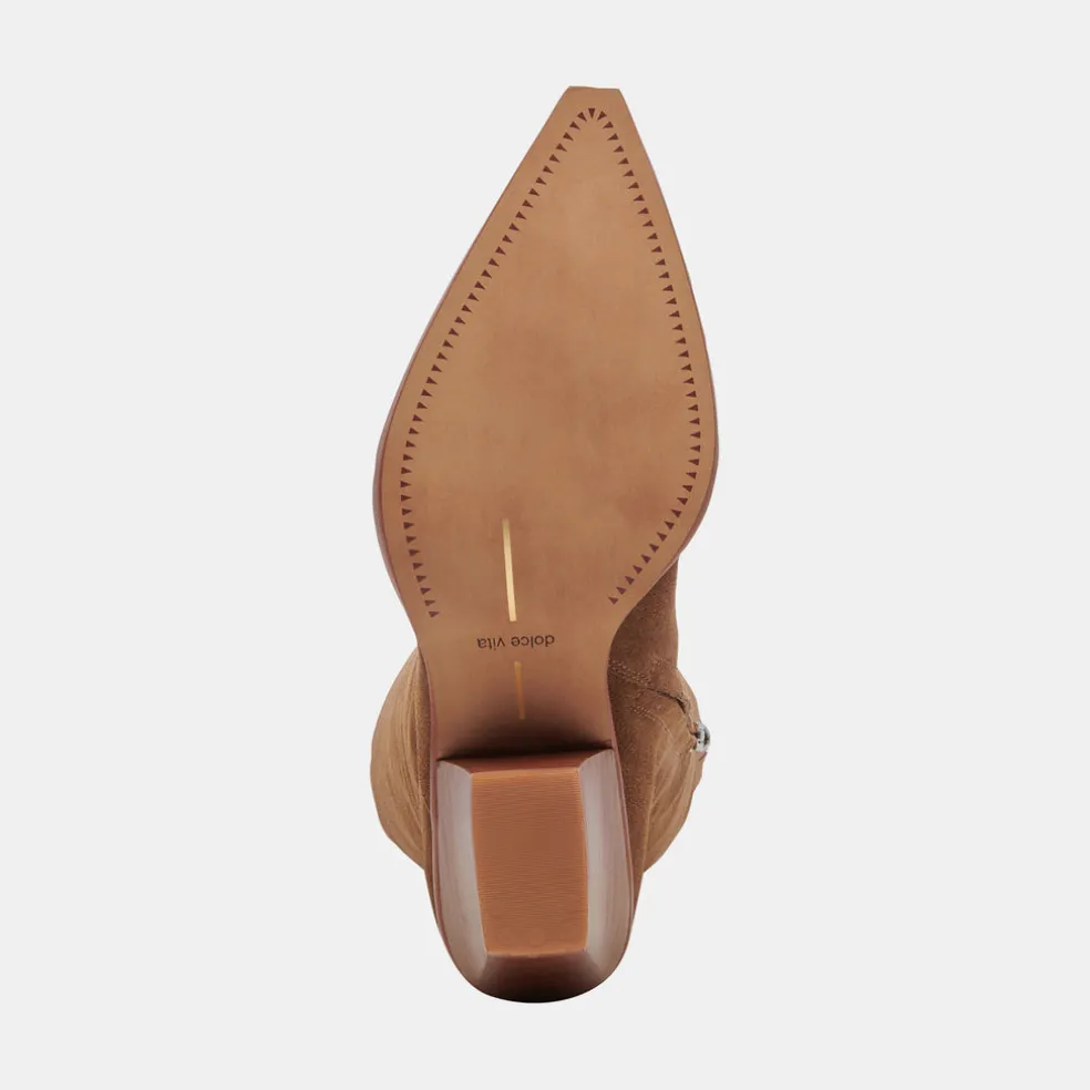 Raj Wide Calf Boots Brown Suede