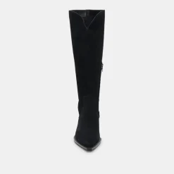 Raj Wide Calf Boots Onyx Suede