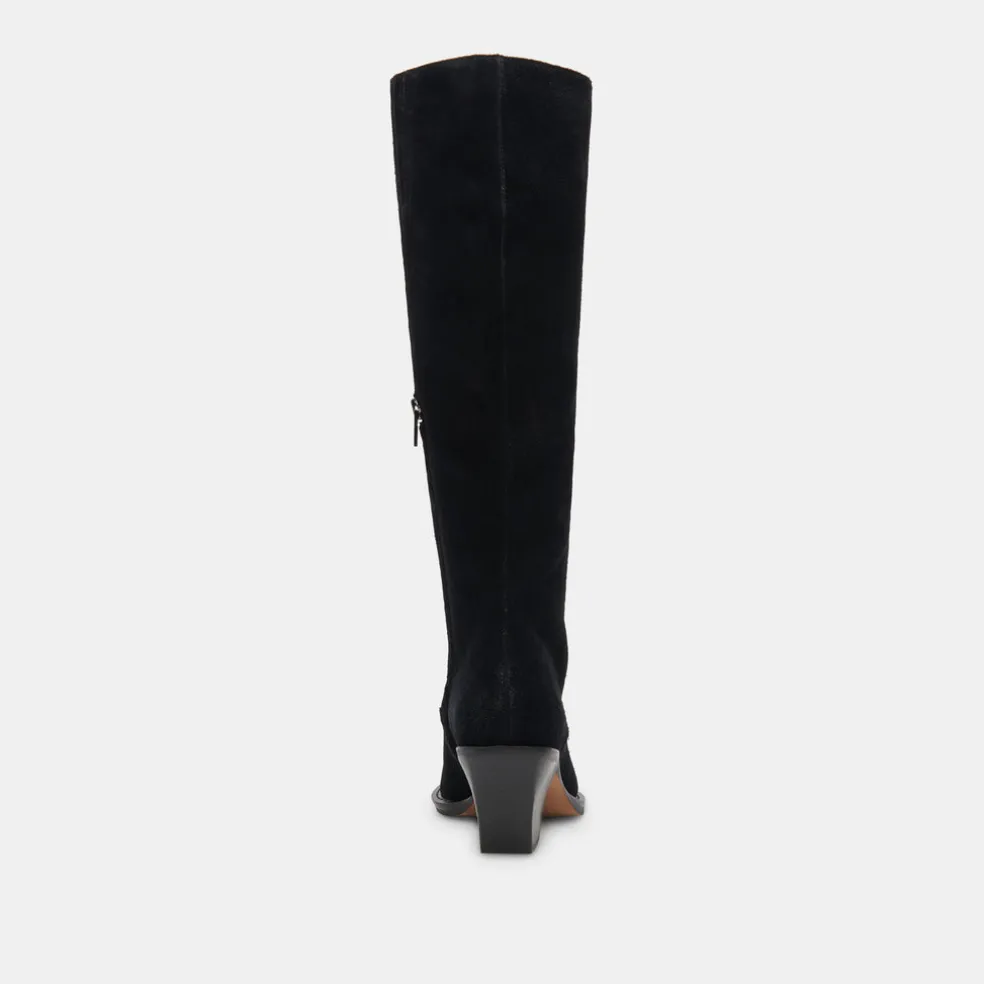 Raj Wide Calf Boots Onyx Suede