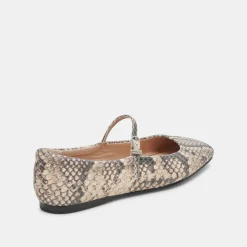 Reyes Ballet Flats Black White Snake Embossed