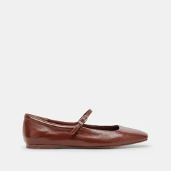 Reyes Ballet Flats Brown Crinkle Patent