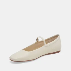 Reyes Ballet Flats Ivory Leather