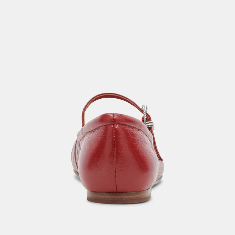 Reyes Ballet Flats Red Crinkle Patent