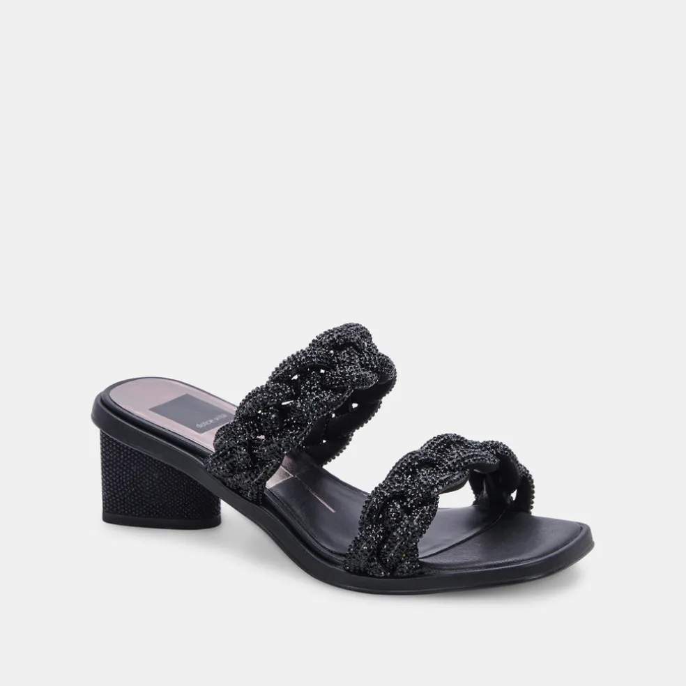 Ronin Rhinestone Sandals Black Rhinestone