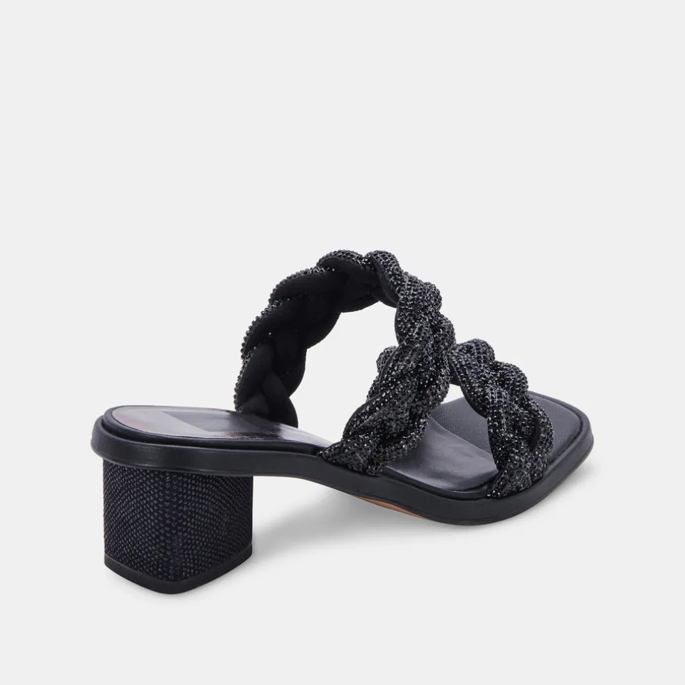 Ronin Rhinestone Sandals Black Rhinestone