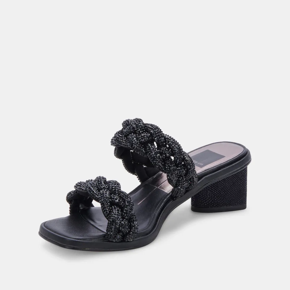 Ronin Rhinestone Sandals Black Rhinestone