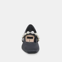 Roxana Pearl Ballet Flats Onyx Satin