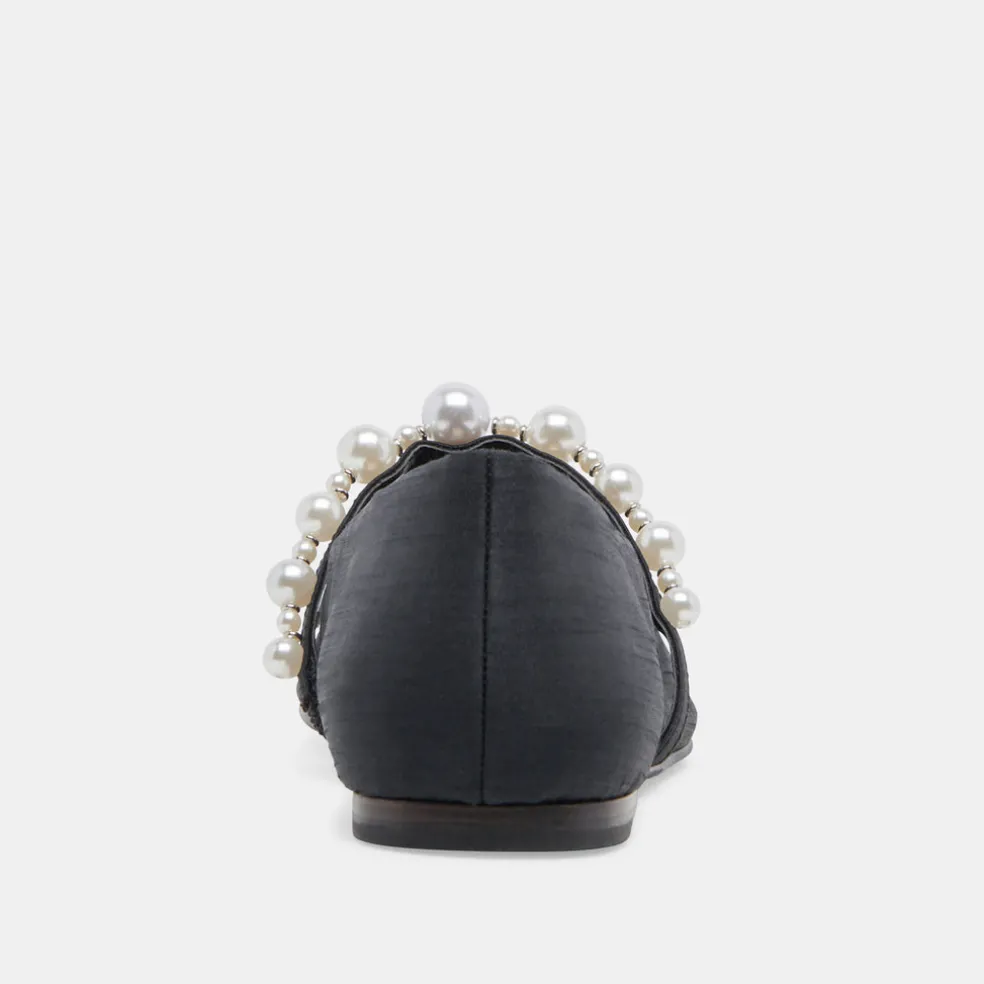 Roxana Pearl Ballet Flats Onyx Satin