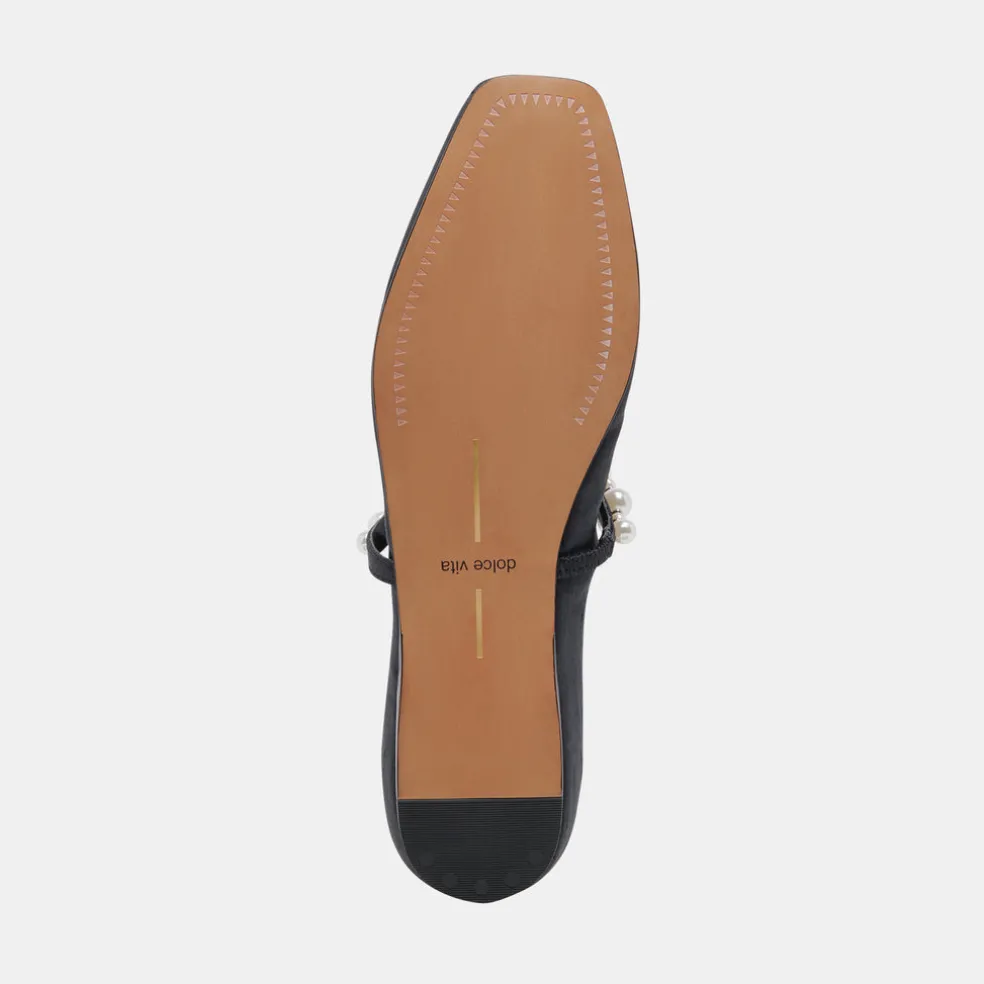 Roxana Pearl Ballet Flats Onyx Satin