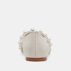 Roxana Pearl Ballet Flats Ivory Satin