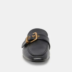 Santel Flats Black Leather