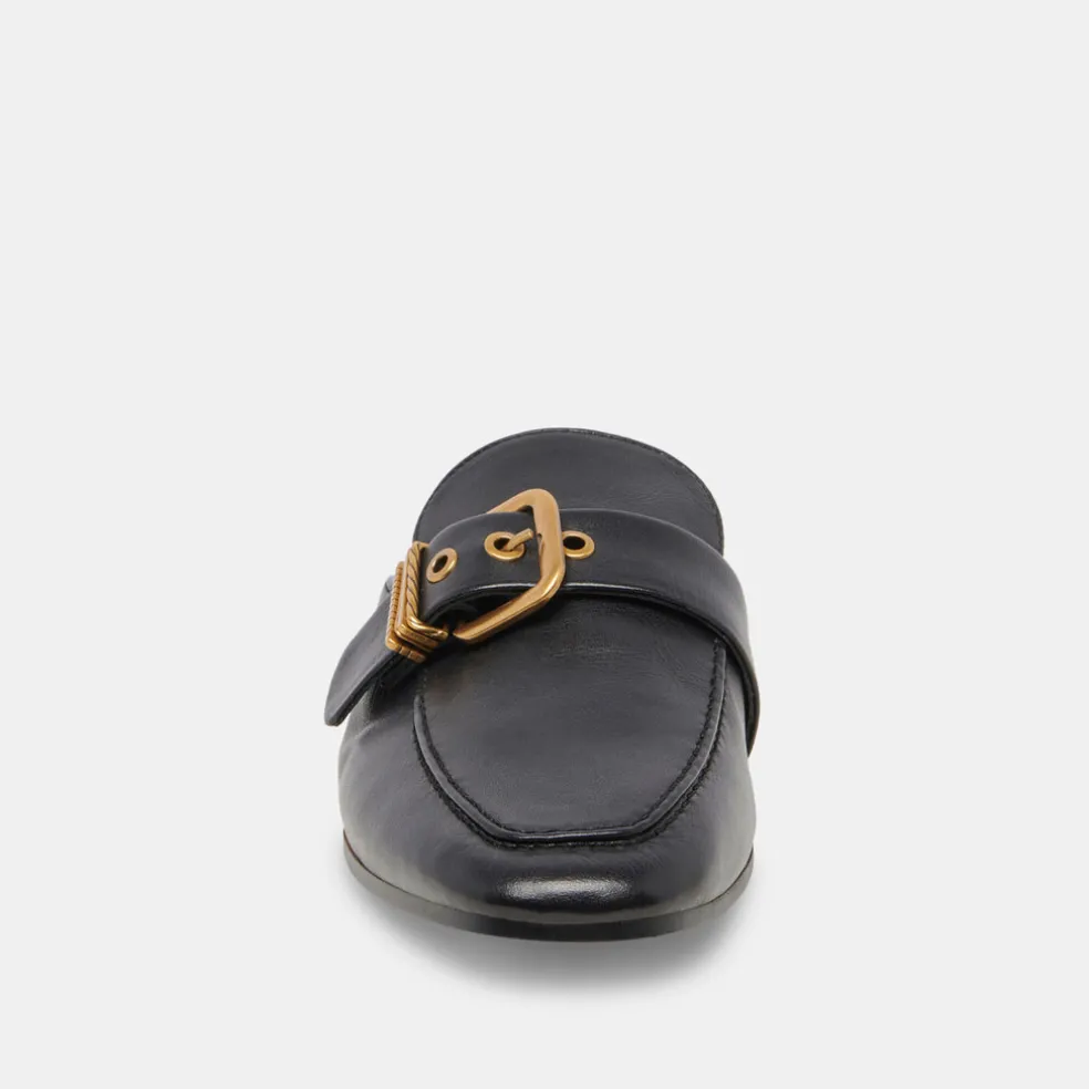 Santel Flats Black Leather