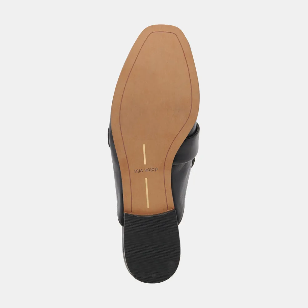 Santel Flats Black Leather