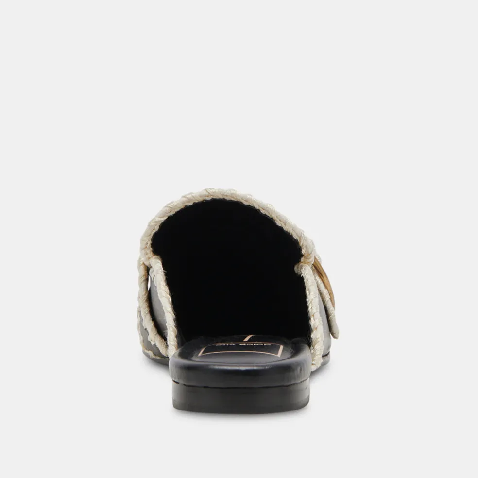 Santel Stitch Flats Black Leather