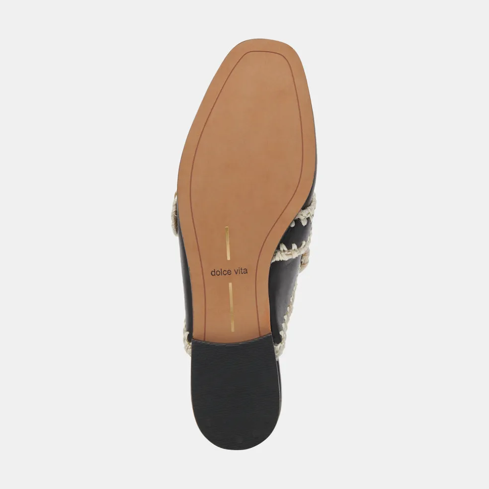 Santel Stitch Flats Black Leather