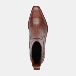 Senna Booties Walnut Embossed Leather