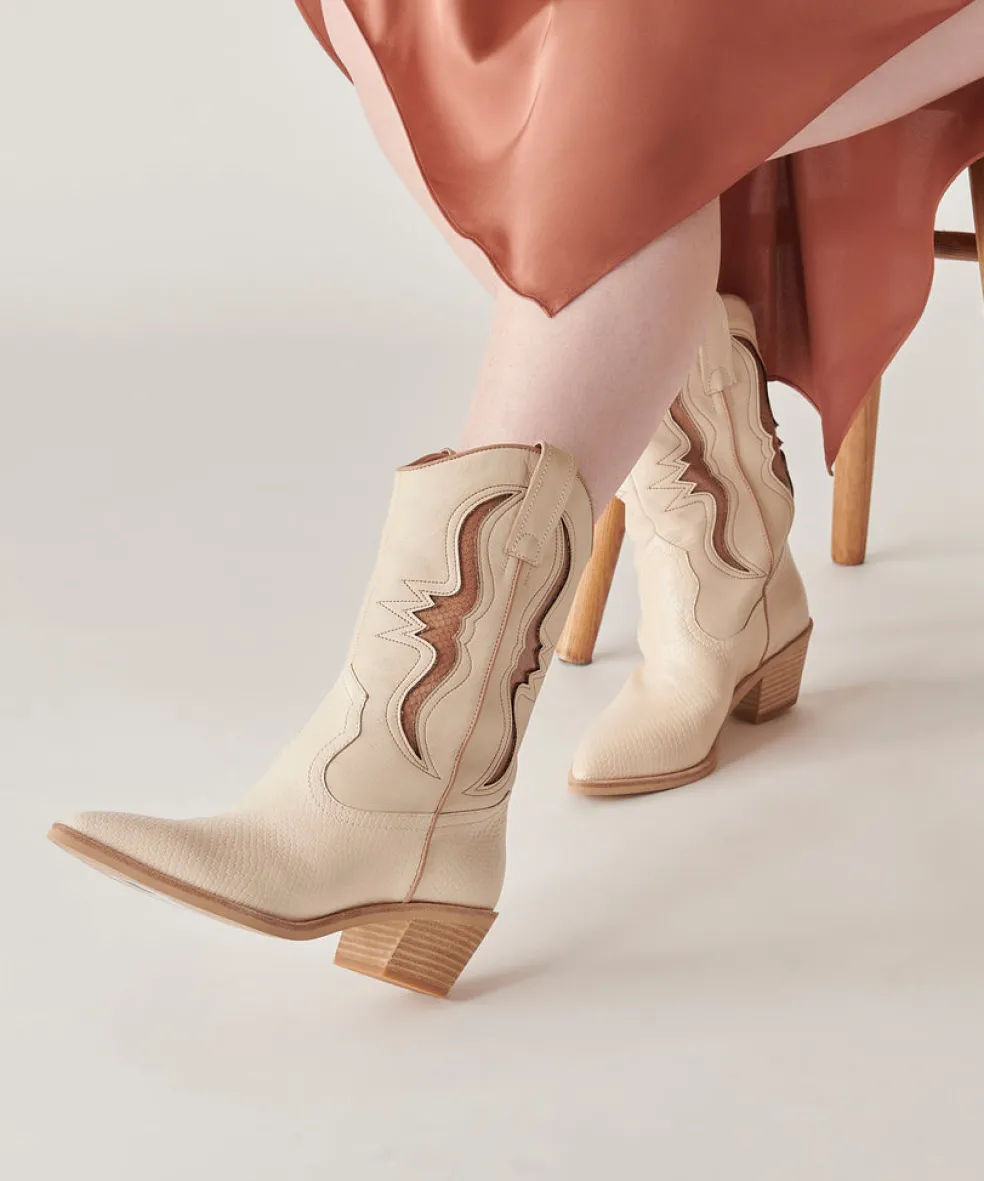 Suzzy Boots Sand Embossed Leather