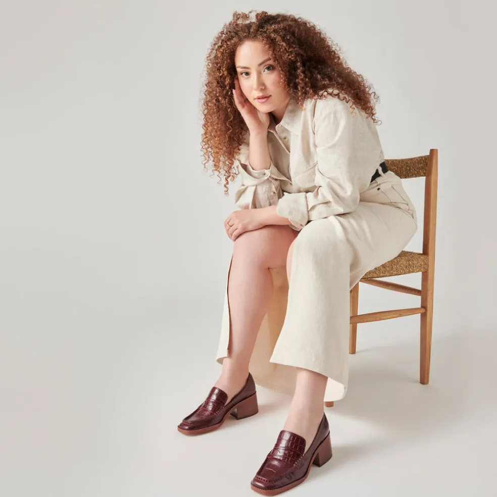 Talie Loafers Cabernet Embossed Leather