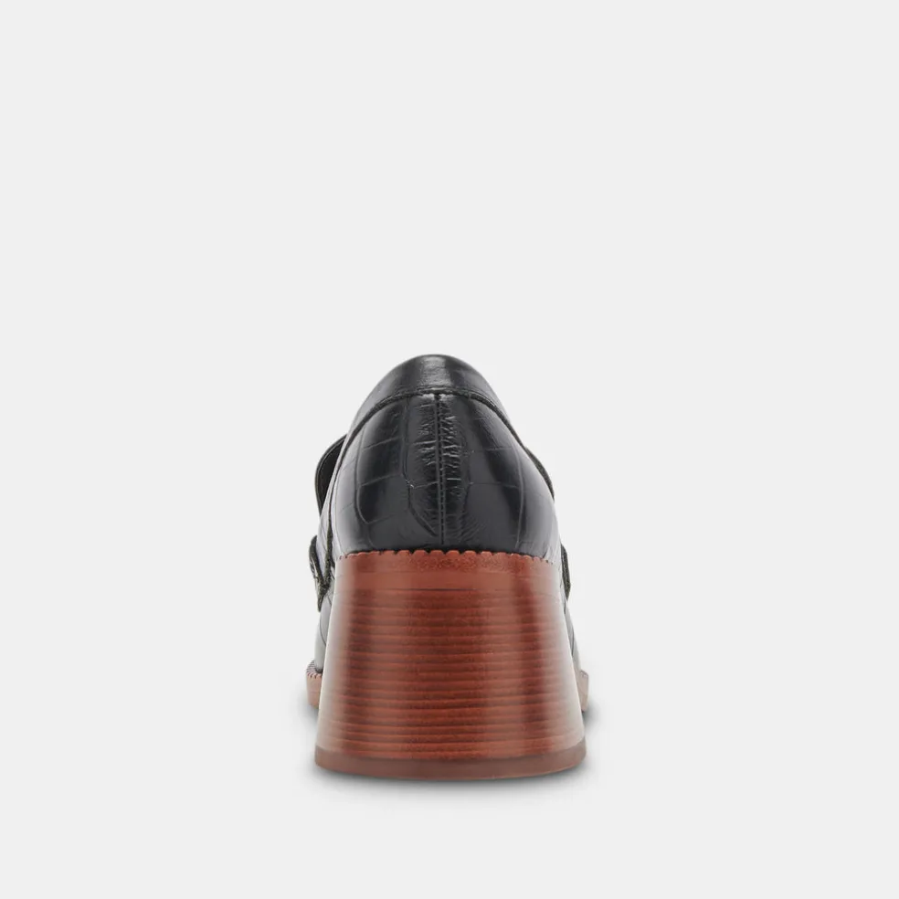 Talie Loafers Noir Embossed Leather